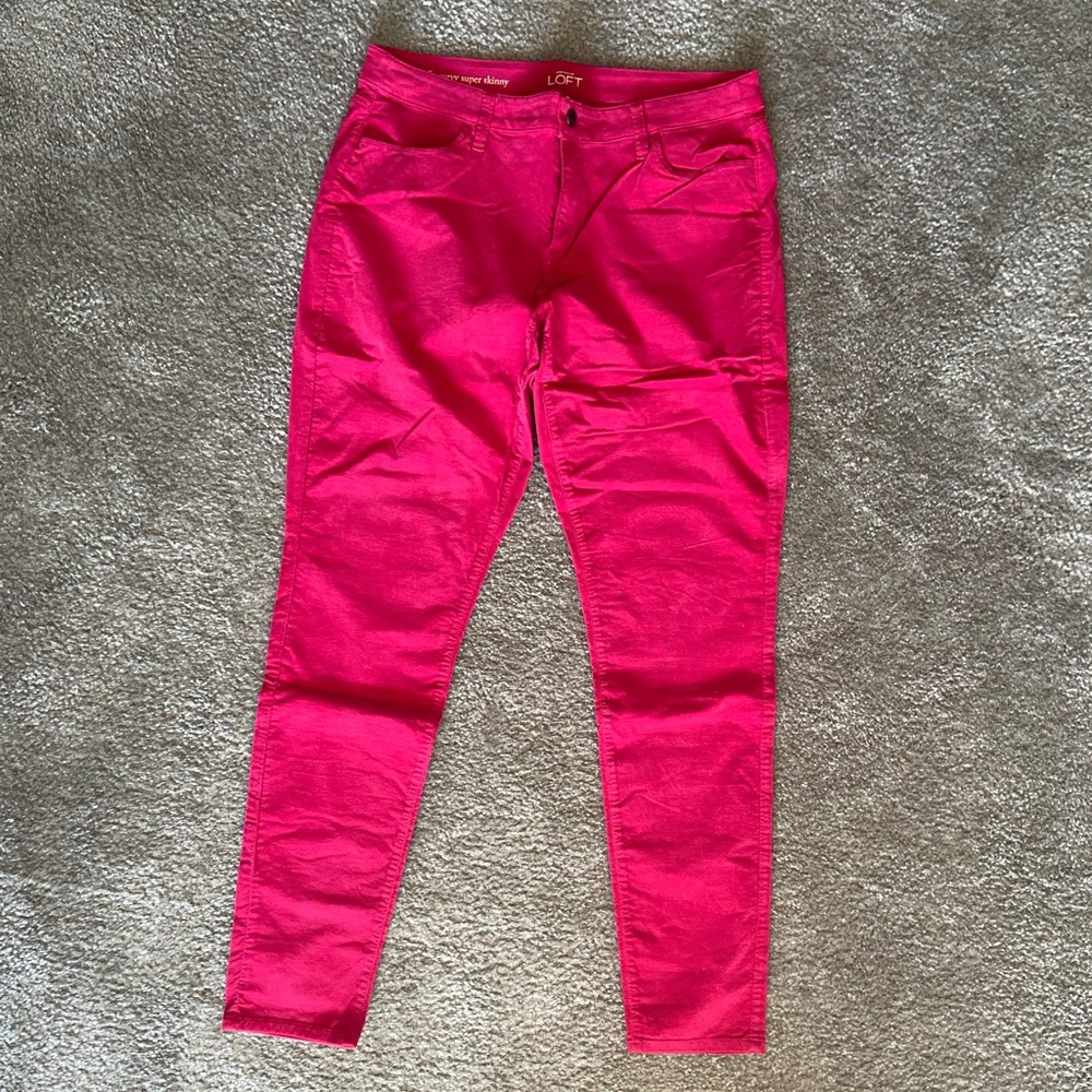 NEW WITH TAGS Loft curvy super skinny pink jeans size 32/14 tall